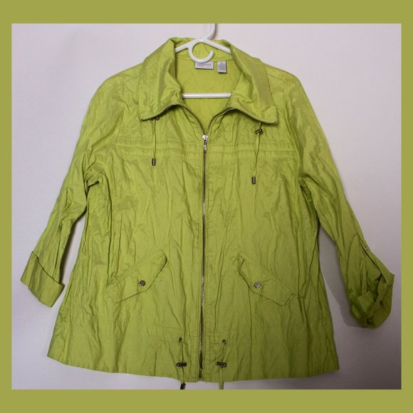 Zenergy by Chico’s Lightweight Lime Green Utility Zip Jacket – Size 2 (12) - Picture 4 of 13